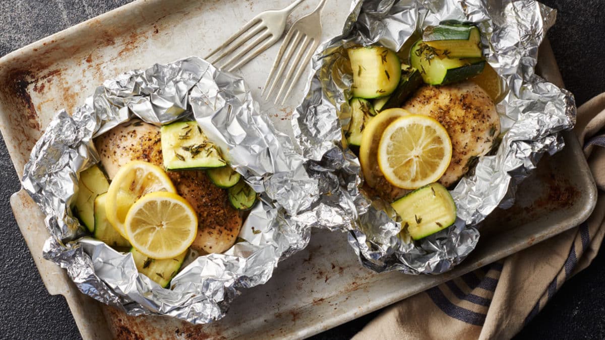 Lemon Chicken and Zucchini Foil Packs