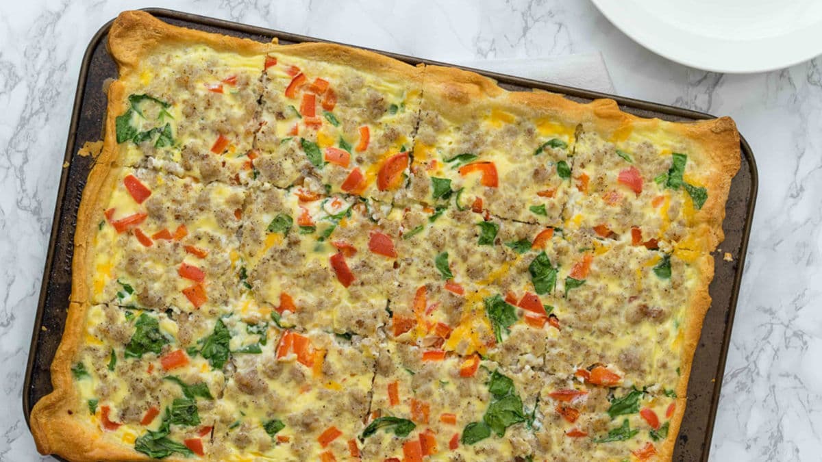 Sausage and Bell Pepper Slab Quiche