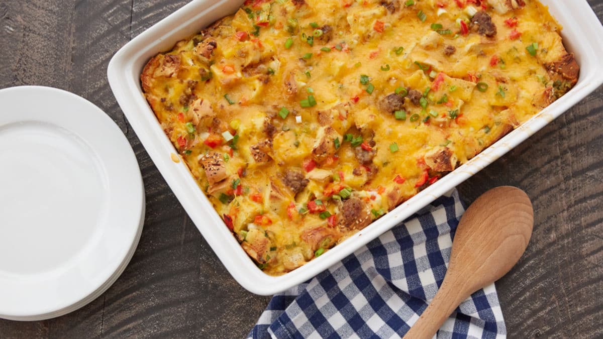 Overnight Everything Bagel Breakfast Casserole